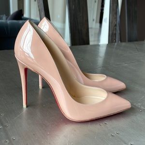Christian Louboutin Nude Pink Patent Leather Pointed Pumps